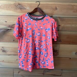 Striped Neck Leopard T-Shirt